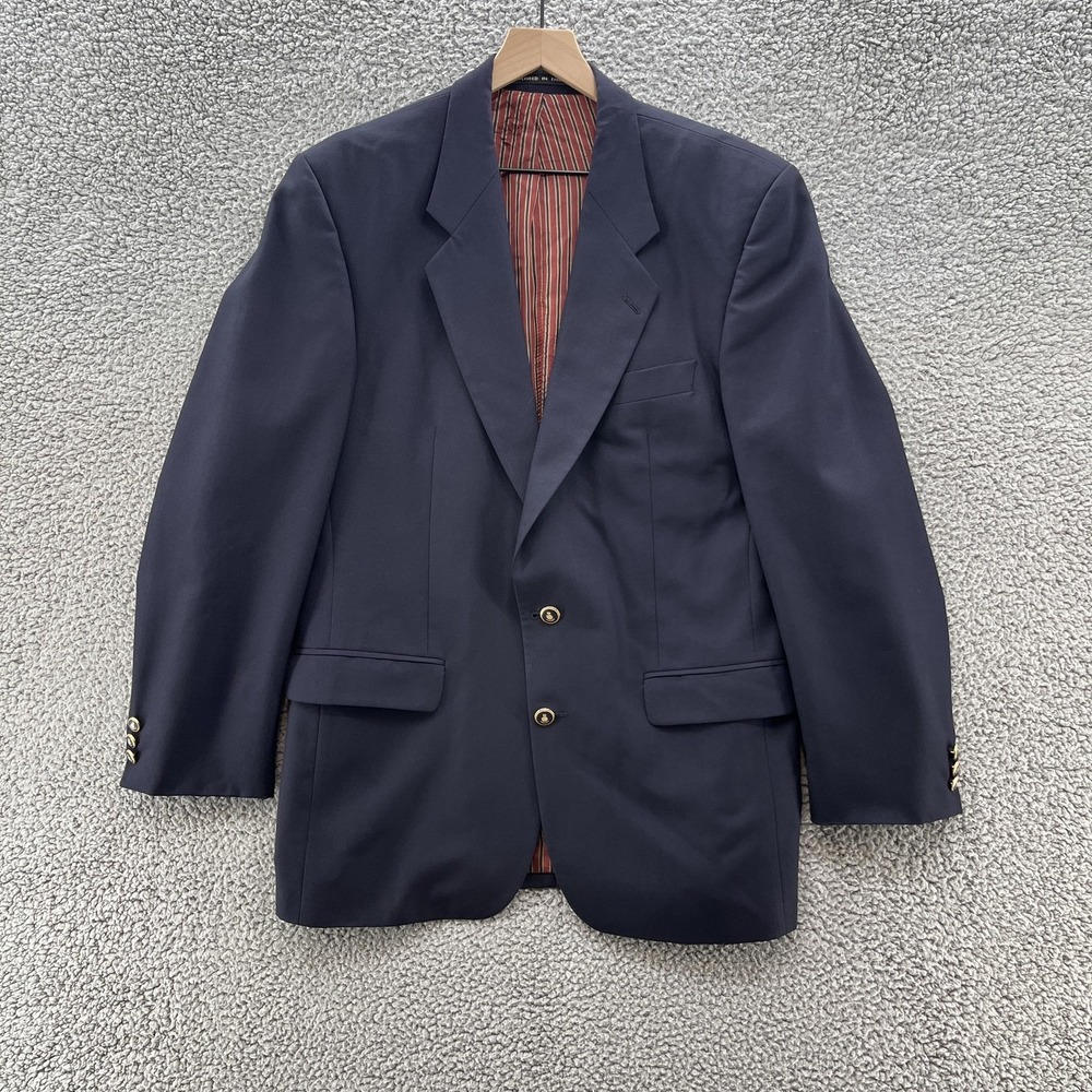 Alexandre London Blazer Mens 42L Blue Wool Gold Button Sport Coat Jacket Made UK